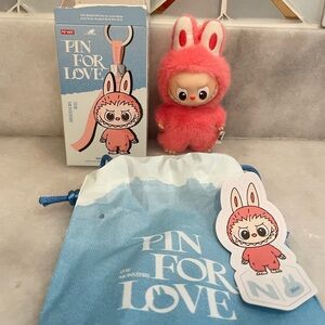 Authentic Pop Mart The Monsters Labubu Pin for Love plush pendant letter N